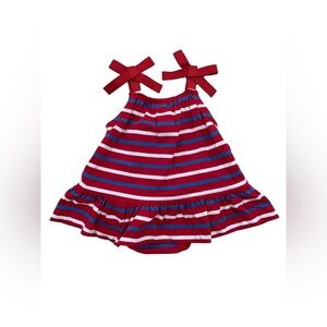 Hanna Andersson Size 50, 0-3 Months, Red White Blue Stripe Dress and Bloomers
